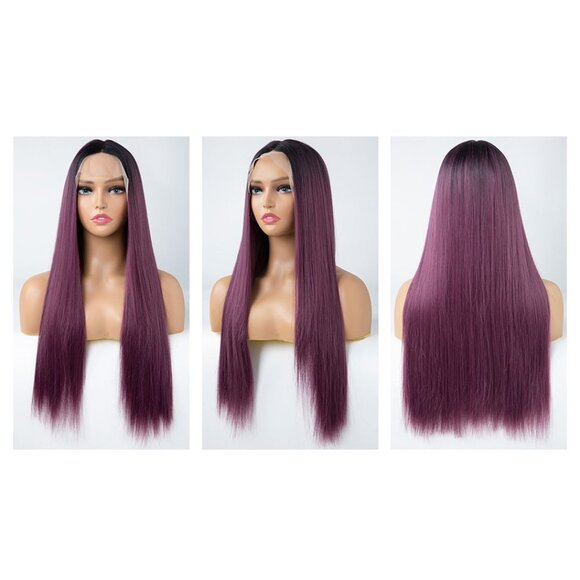 Purple Straight Middle Part Lace Wig